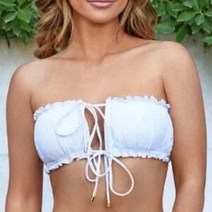 NWT PQ SWIM Bikini Top Size Medium Amanda Stanton Sail White Remi Bandeau Sz M